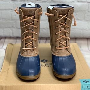 SPERRY Syren Misty Navy/Tan Duck Boots US8